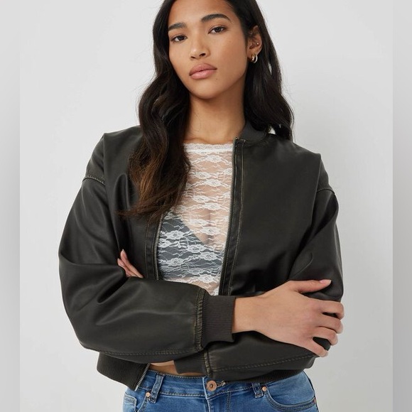 Ardene Jackets & Blazers - Ardene Faux Leather Bomber Jacket